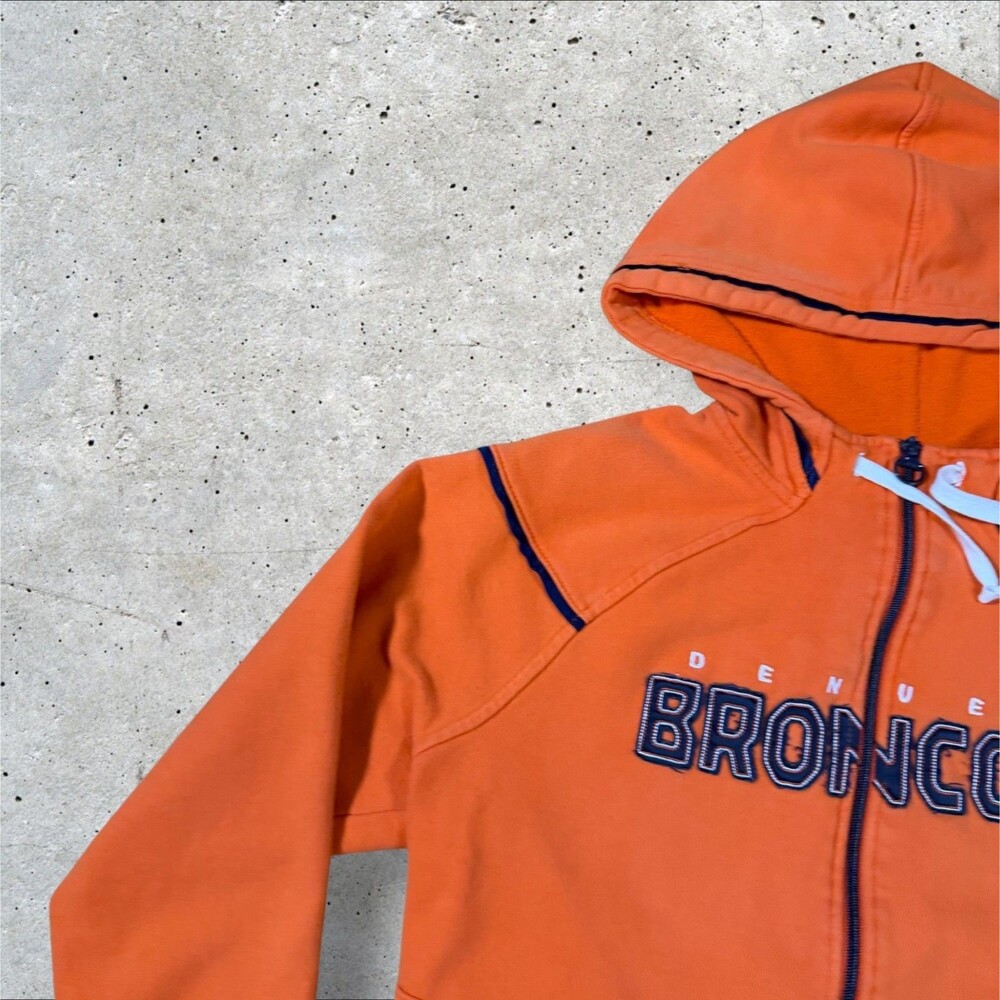 Denver Broncos Reebok Full Zip Hoodie Sweatshirt Orange Embroidered Womens XL - Picture 4 of 8